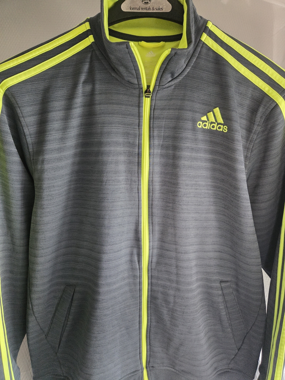 adidas Men's Grey & Neon Yellow Track Jacket